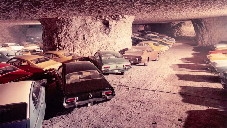 A fleet of 1973 Ford Mavericks﻿ being stored at SubTropolis