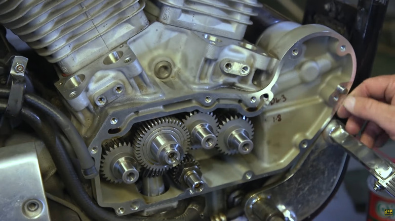 A four-cam layout inside a Harley-Davidson Sportster engine
