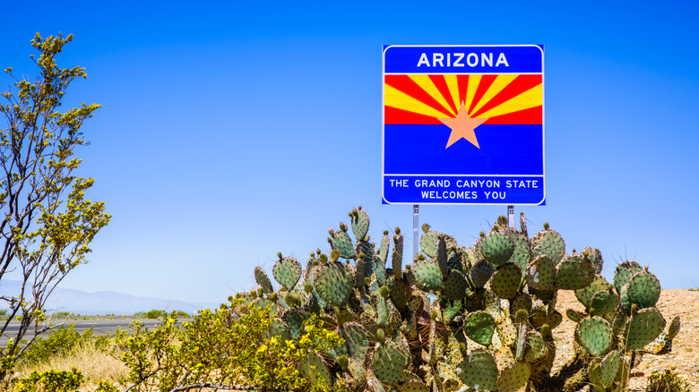 Arizona State Line highway sign