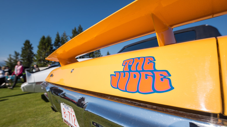 Rear trunk shot of a Pontiac GTO with 'The Judge' graphics