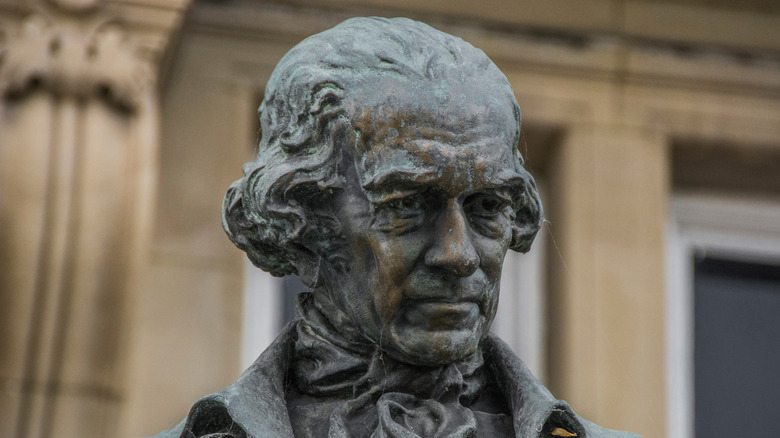 Close of statue of James Watt in Leeds, West Yorkshire, England