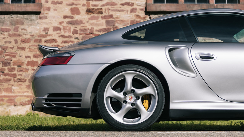 A silver Porsche 996 Turbo S.