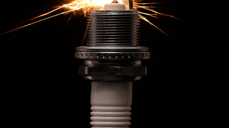 A closeup of a spark plug