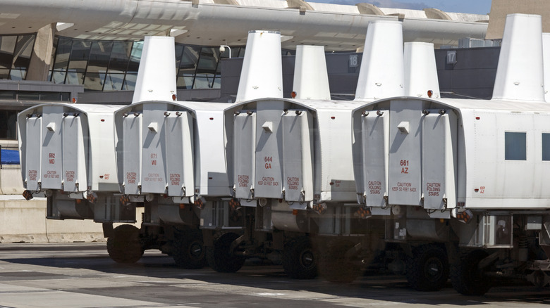 Mobile lounges operating on the tarmac at IAD