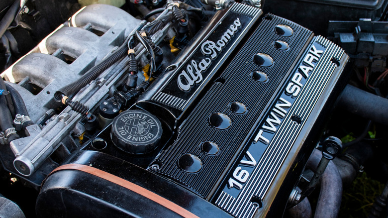 An Alfa Romeo Twin-Spark four-cylinder engine