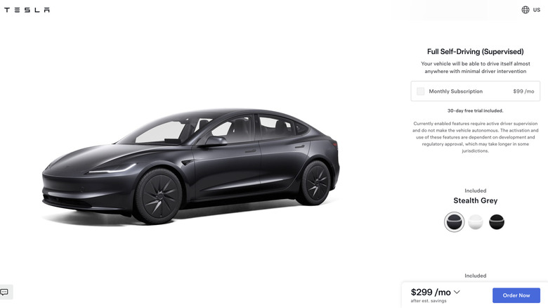 Tesla Model 3 order page