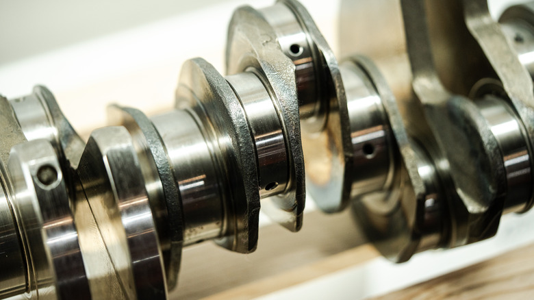 Close up of an engine crankshaft