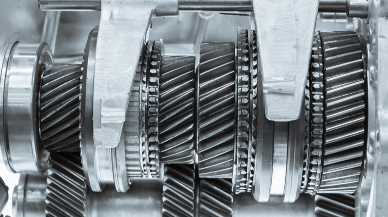 An open view of a synchromesh gearbox