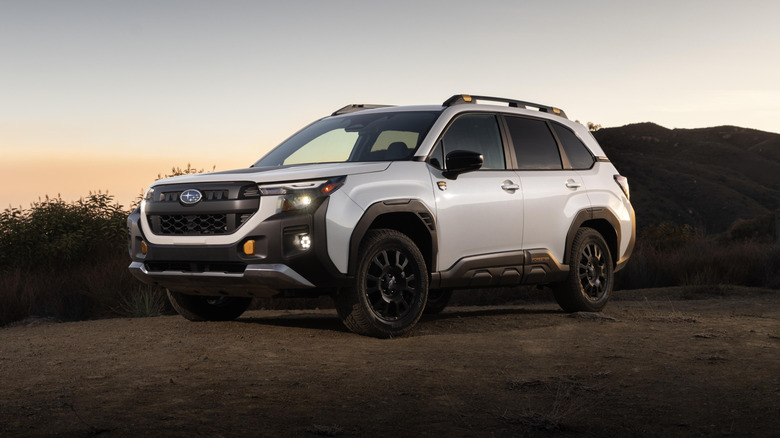 2026 white Subaru Forester Wilderness at dusk