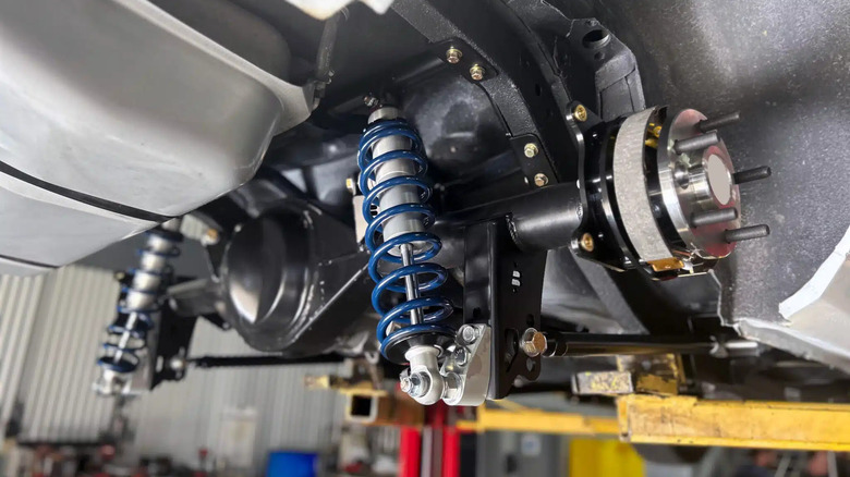 A Ford 9-inch rear end equipped with coilover suspension