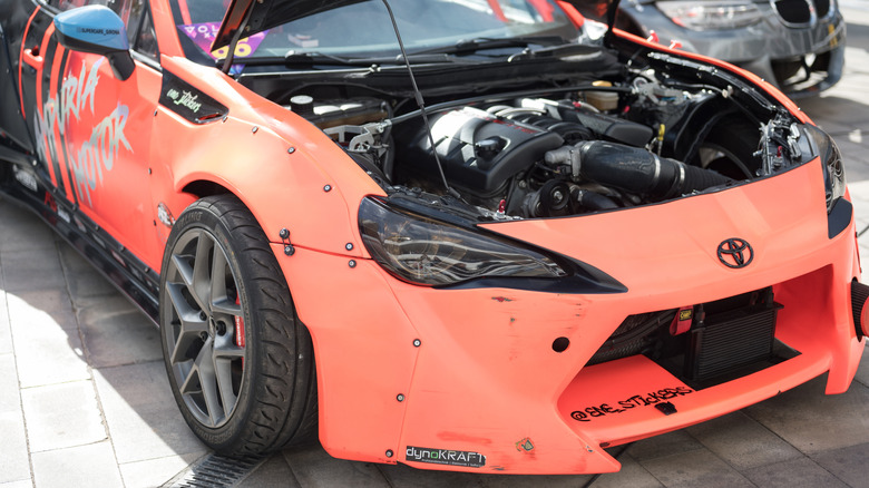 An LS-swapped Toyota drift car