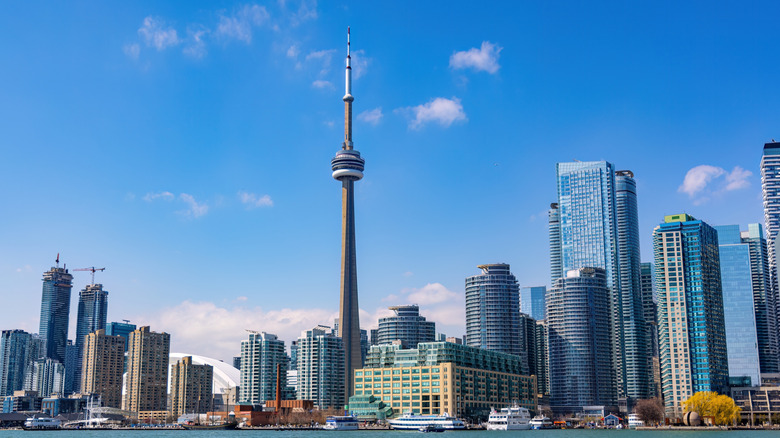 The Toronto skyline on a clear, sunny day.
