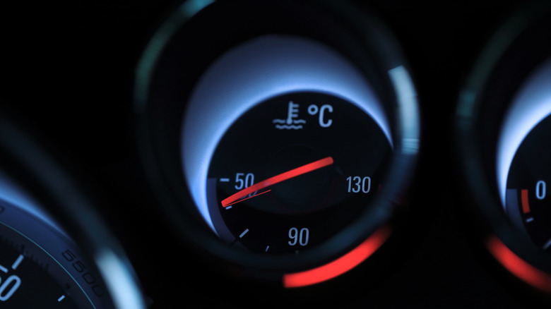 Temperature gauge showing cool engine temps