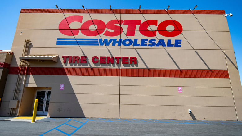 The store front of a Costco tire center in California