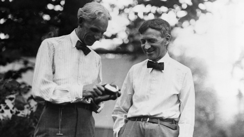 Henry Ford (left) and Harvey Firestone on a camping trip