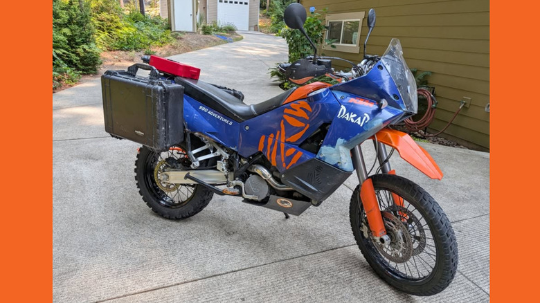 Blue and orange KTM 990 Adventure