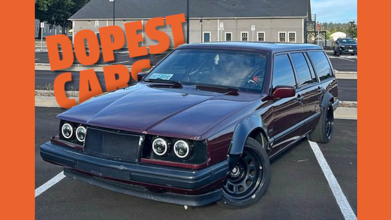 Red Volvo wagon over DOPEST CARS
