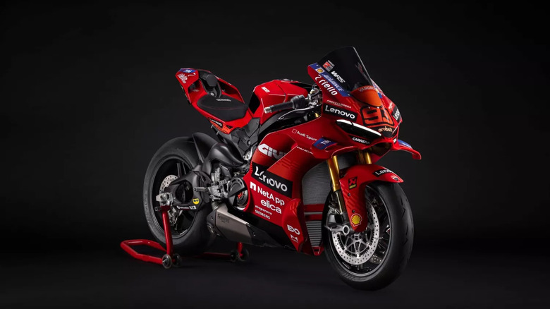 A Ducati Panigale V4S in Marc Marquez tribute livery