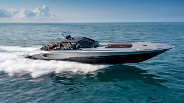 The Bolide 80 resting in calm waters
