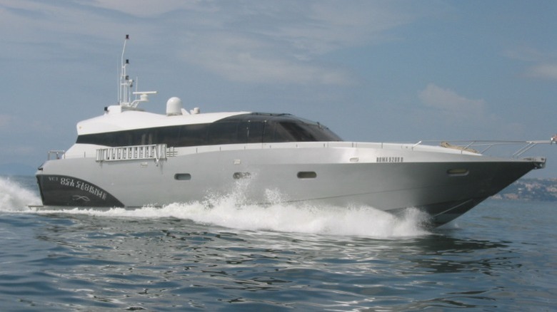 A view of a fast boat's wake through an ocean