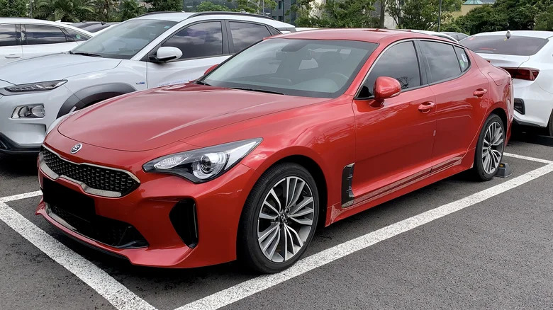 A red Kia Stinger