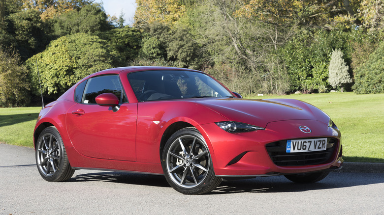 A red 2017 Mazda MX-5 RF Sport Nav.