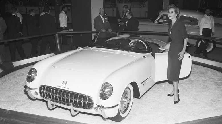 The 1953 Chevrolet Corvette on display at GM Motorama in Los Angeles