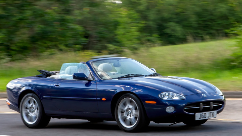The Jaguar XK8 Convertible at speed.