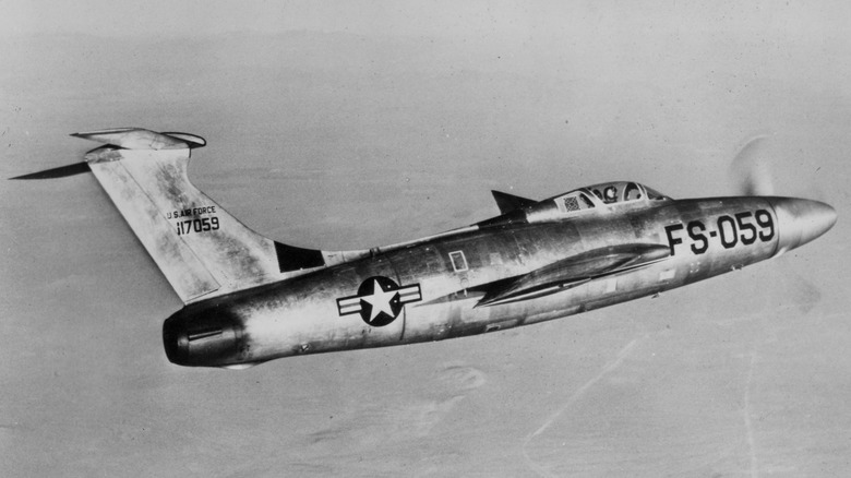 XF-84H In flight over the California desert