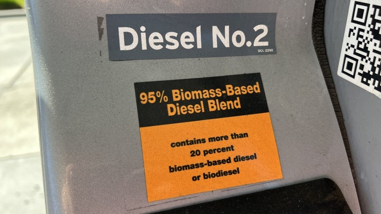 Biodiesel blend sold at gas station