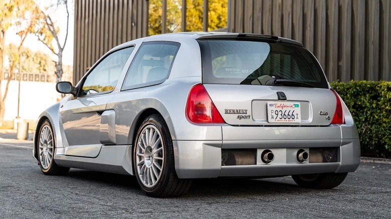 Rear 3/4 of the 2001 Renault Clio V6 Sport for sale.