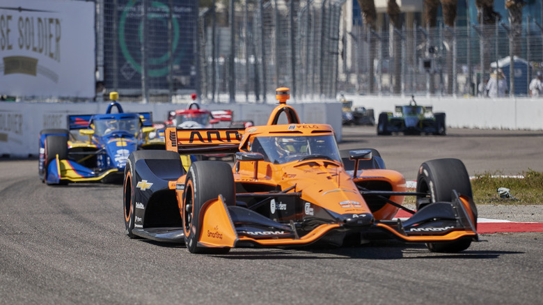 McLaren racing on a street course