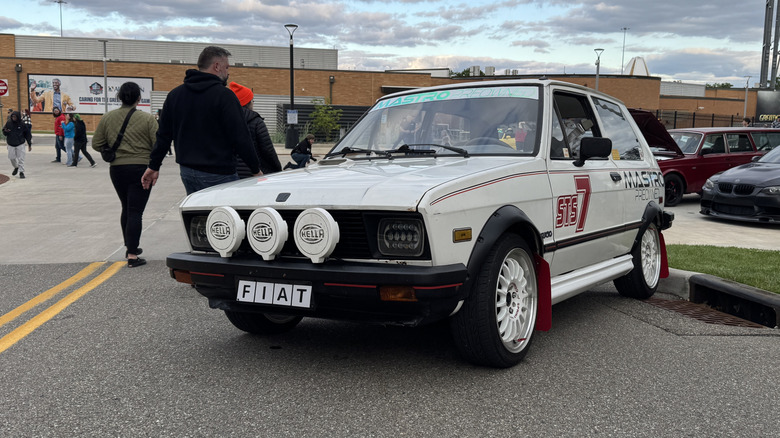 A Yugo GV rally car at a car show in Canton, Ohio