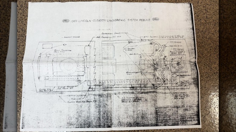 Schematics for the custom air conditioning system in Jackie Gleason's limo