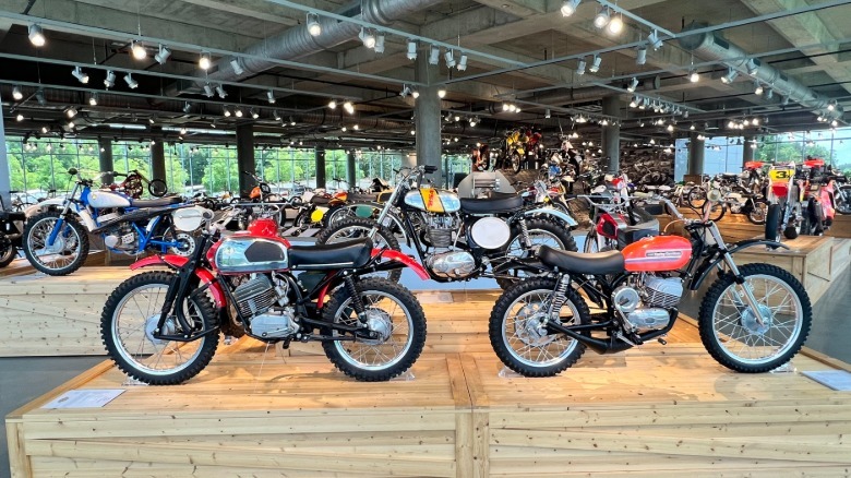 Numerous motorcycles on display in one small corner of the Barber Vintage Motorsports Museum