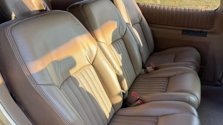 A look at the second row of three beige leather seats in the Silhouette