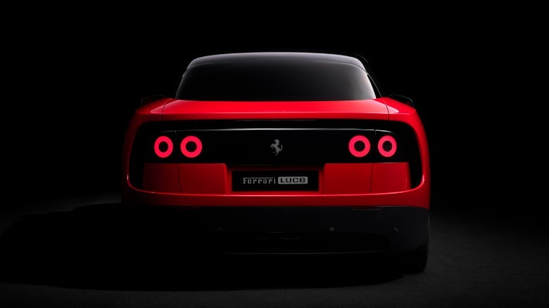 Rear end of a red Ferrari Luce