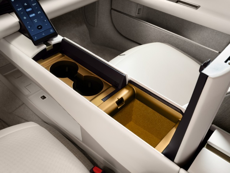 Center console storage in a Jaguar Type 01