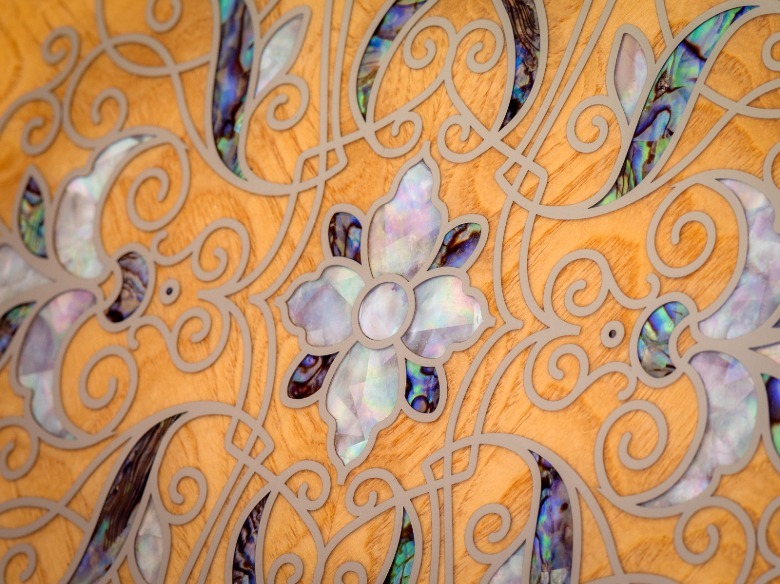 Abalone shell marquetry detailing in a Rolls-Royce Phantom
