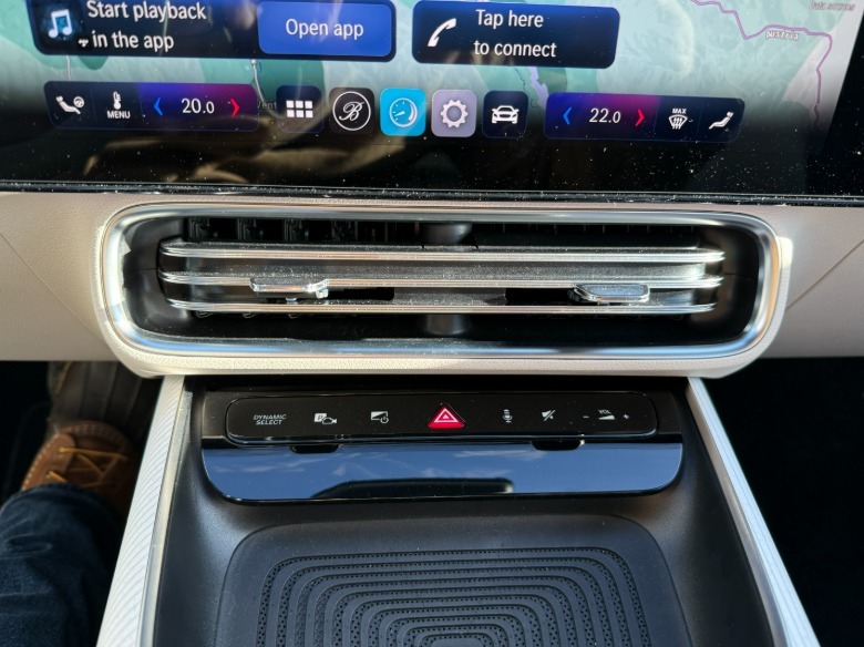 center console view of a red 2027 Mercedes-Benz CLA220 4Matic hybrid