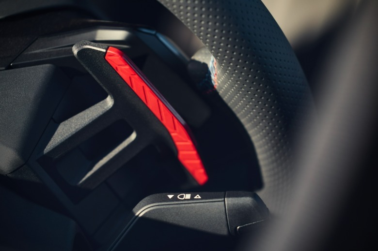 Steering wheel paddles on a BMW iX4 M60