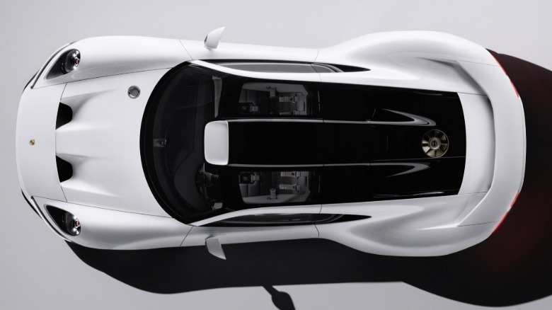 Top down view of the white Porsche Mission S concept