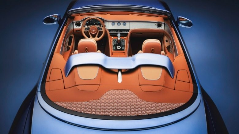 Interior of a blue Bentley Batur convertible