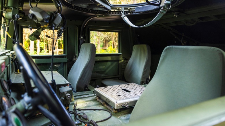The interior of a Humvee M1151.