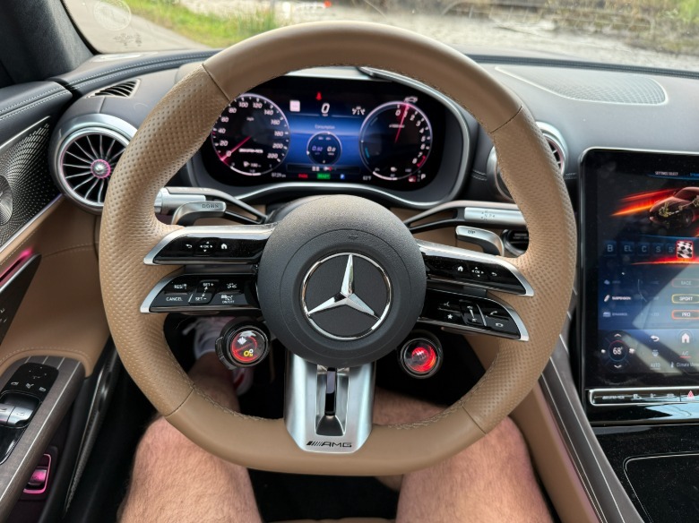 blue 2025 Mercedes-AMG GT63 S E Performance steering wheel