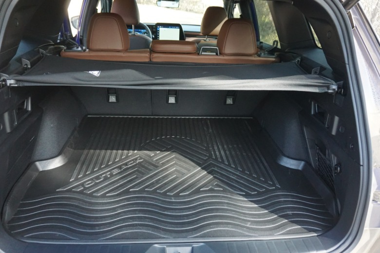Blue 2026 Subaru Outback trunk space