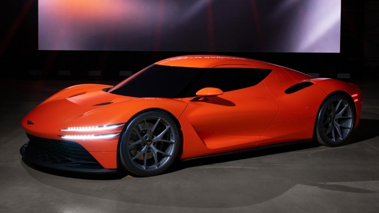 Front 3/4 view of the orange Genesis Magma GT concept