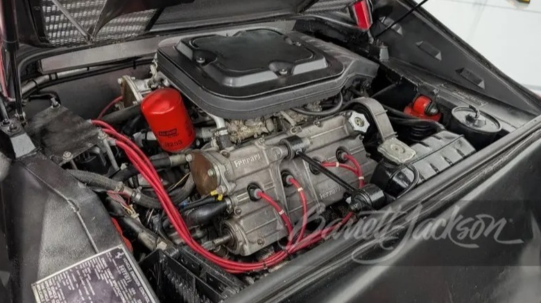 The 2.9-liter V8 engine in the back of the 1979 Ferrari 308 GTB from