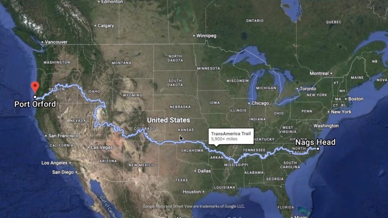 Google map of the entire TransAmerica Trail