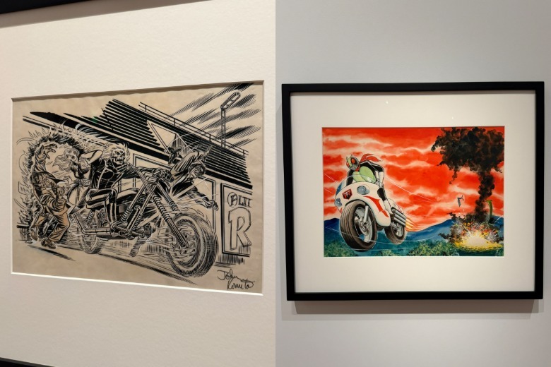 Illustrations of Kamen Rider and Ghost Rider at the Lucas Museum of Narrative Art